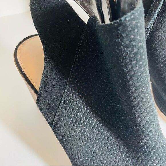 Aldo Black Suede Basket Weave Gold Zipper Peep Toe Sandal Size 9 NWT/NO BOX - Picture 5 of 14